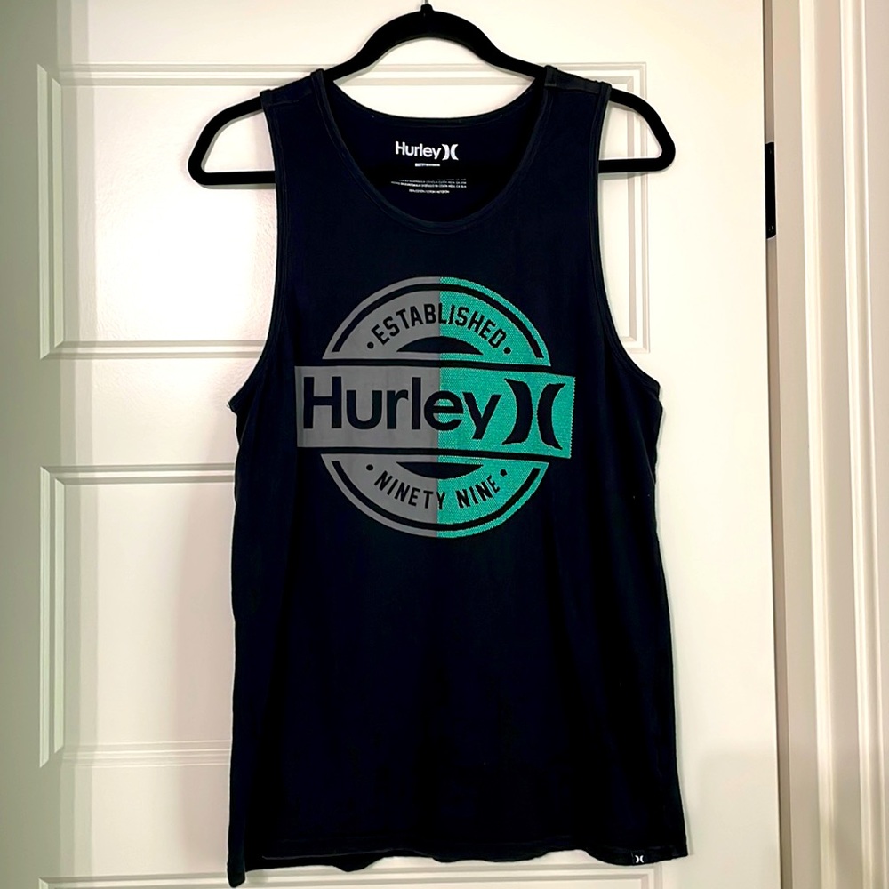 Hurley Black and Green Tank Top